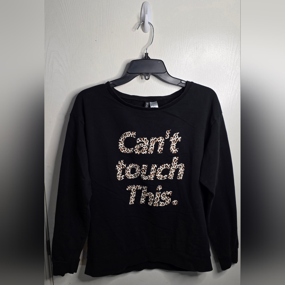 *3 FOR $12*Black Can't Touch This H&M Light Weight Sweatshirt with Leopard Print